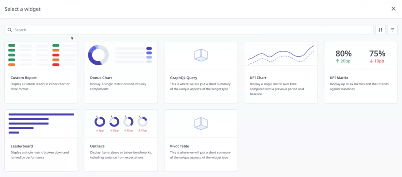 Custom Dashboard Selection