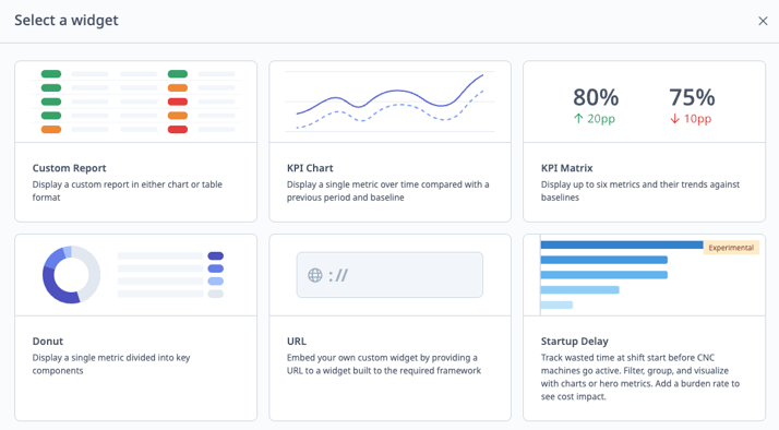 Select a Widget MachineMetrics App Framework
