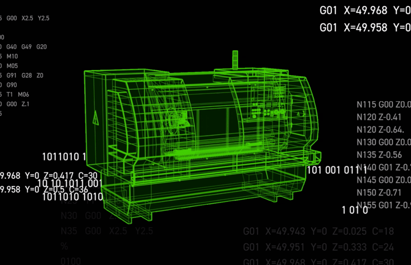 A Digital Twin Graphic of a CNC Machine.