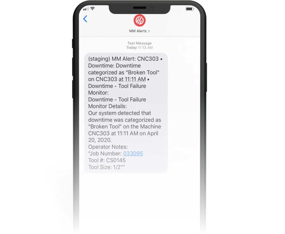 downtime text alert