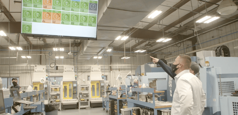 Manufacturing Shop Floor with Production Dashboard